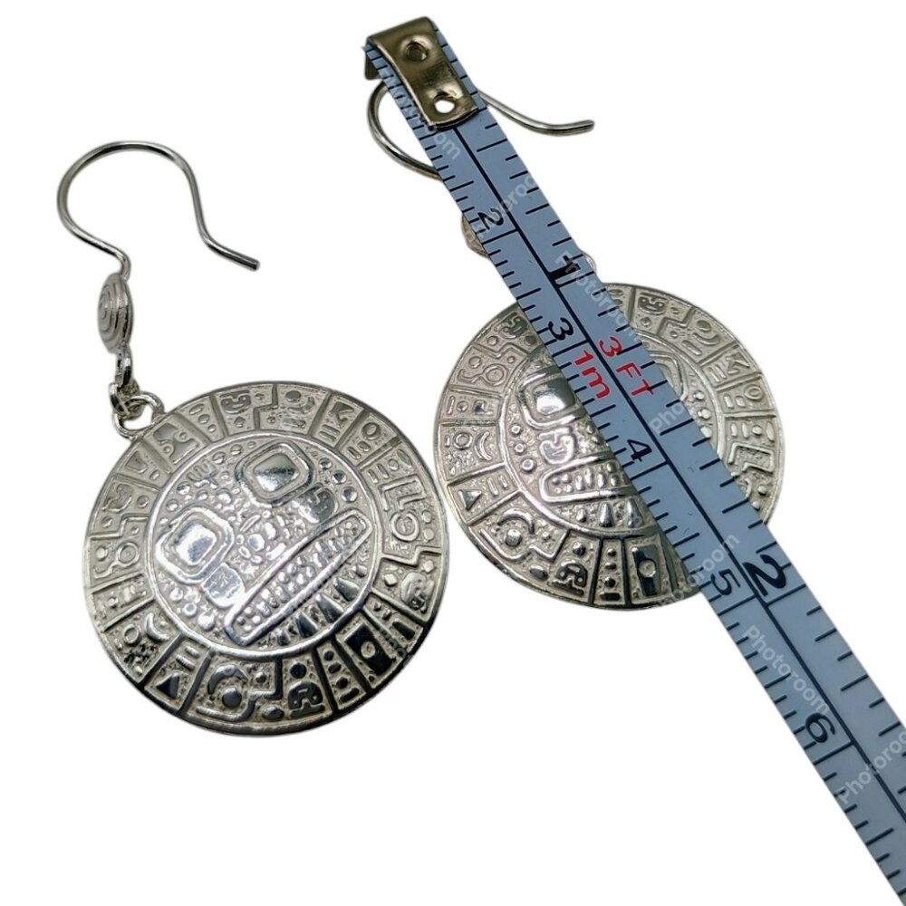 950 Silver Earrings, Peruvian Handcrafted Inca Ca… - image 7